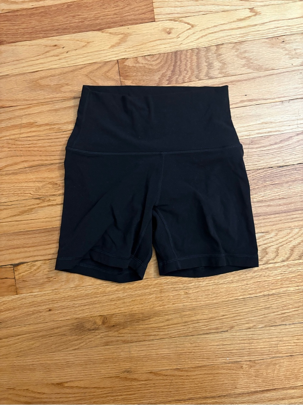 Aritzia Golden High-Waist Black Workout Shorts
